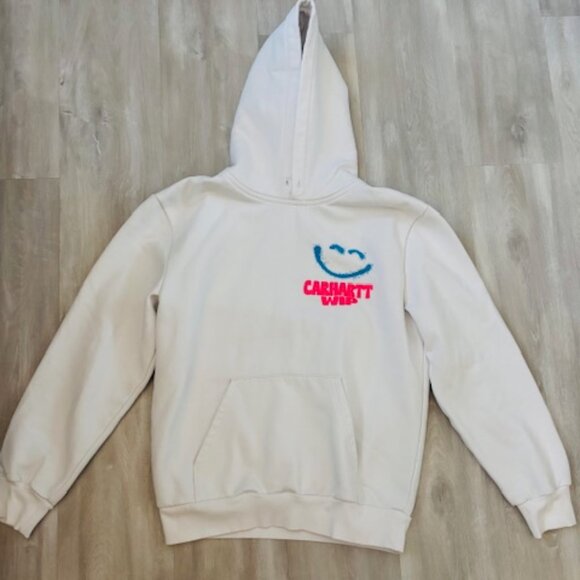 Carhartt WIP Happy Script Sweat Hoodie White Men’s Size S - Picture 3 of 6